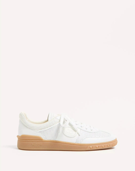 Upvillage Low Top Sneaker aus weißem perforiertem Nappaleder