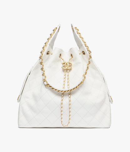 CHANEL 25 mittelgroße weiße Tasche