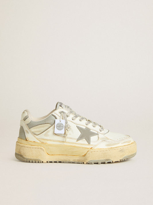 Forty2 in white leather and laces with Swarovski crystals and grey star