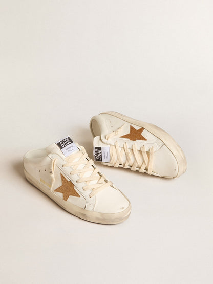 Super-Star Sabot in pelle con stella in glitter oro plastificati