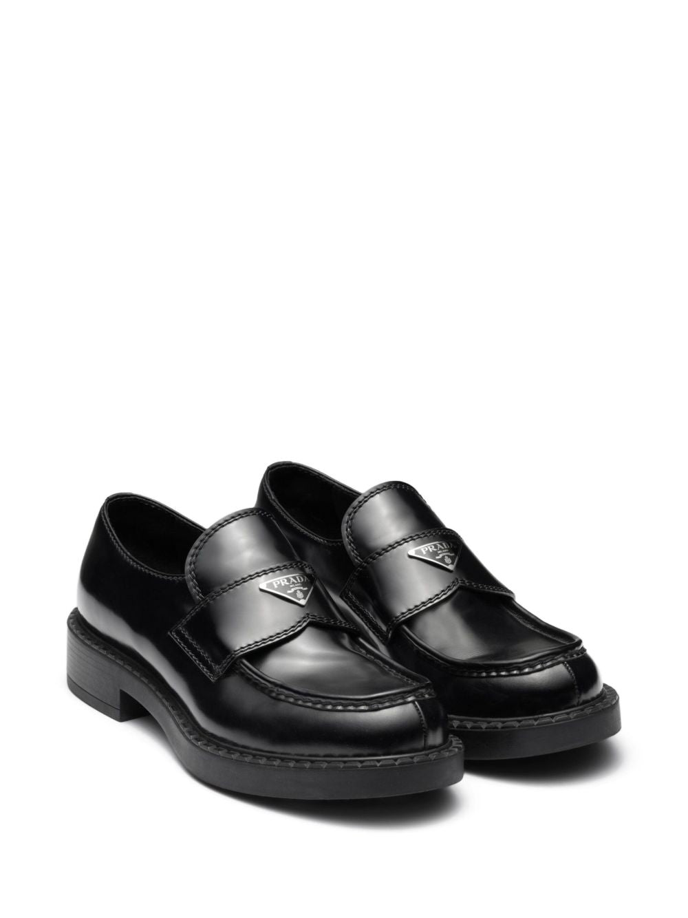 Black brushed leather loafers