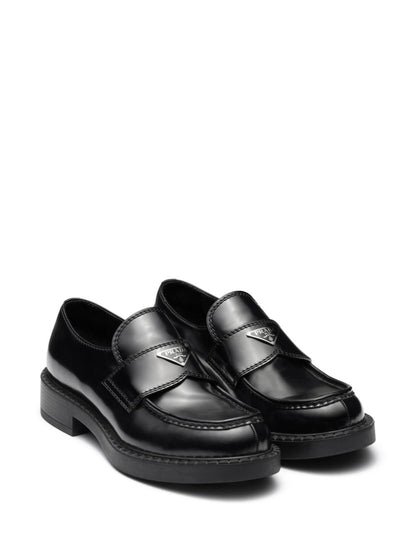 Black brushed leather loafers