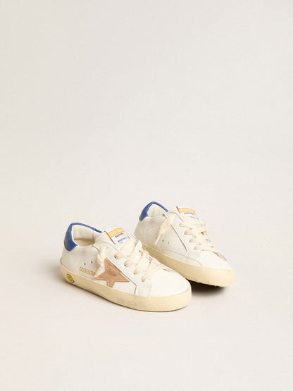 Super-Star Young aus Nappaleder mit beigem Stern und blauer Fersenlasche