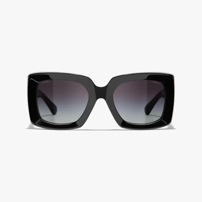 Black &amp; Gold Rectangular Sunglasses