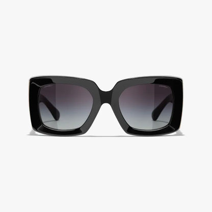Black &amp; Gold Rectangular Sunglasses