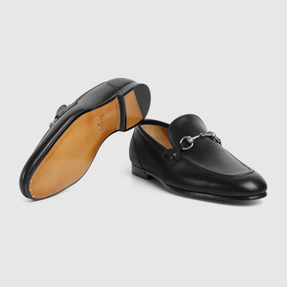 Men's GG Jordaan Loafer in Black with Silver Buckle