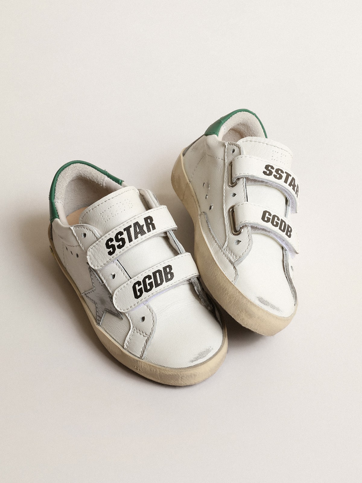 Old School Young with laminated leather star and green heel tab