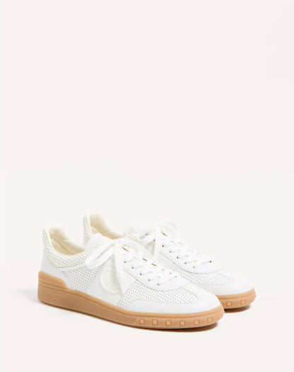 Upvillage Low Top Sneaker aus weißem perforiertem Nappaleder