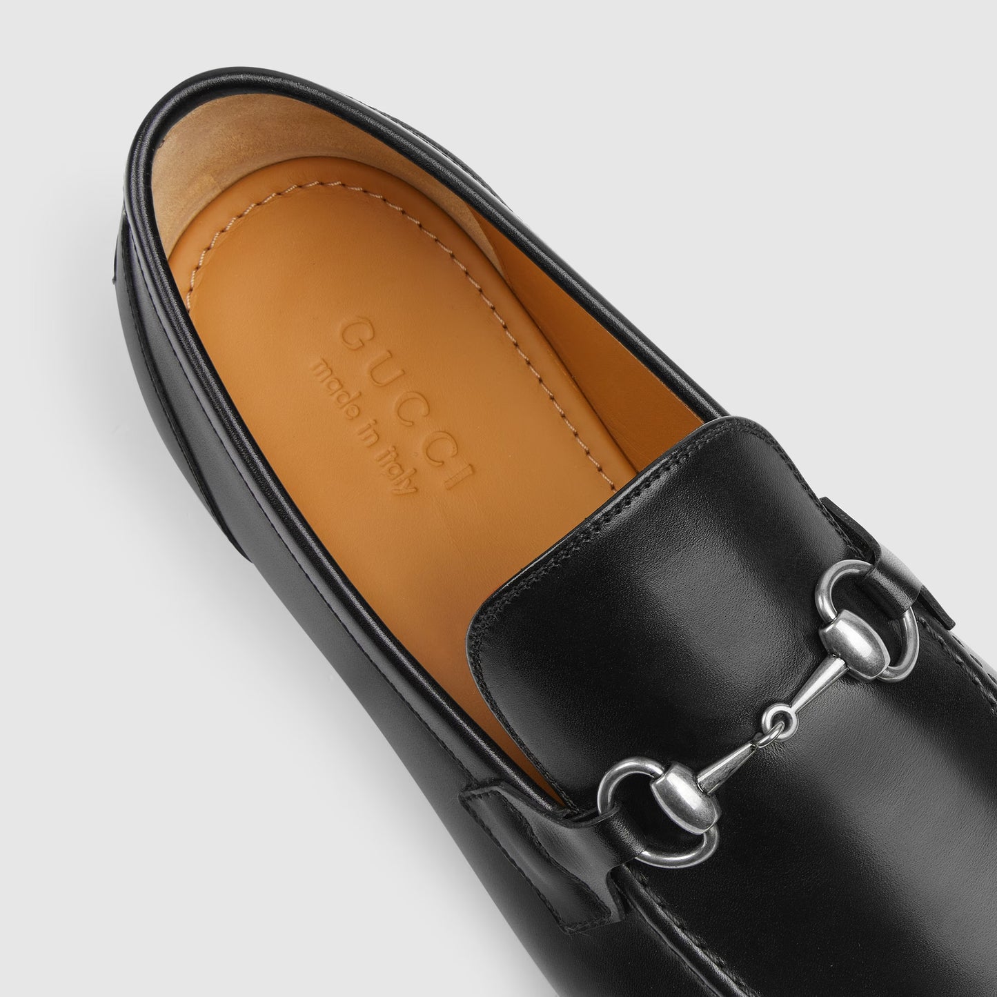 Men's GG Jordaan Loafer in Black with Silver Buckle
