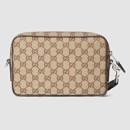 Kleine Schultertasche aus GG-Canvas in Beige und Braun