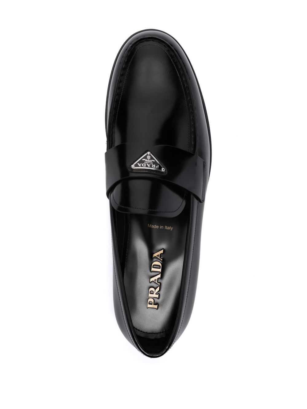 Leather loafers with enameled triangular logo
