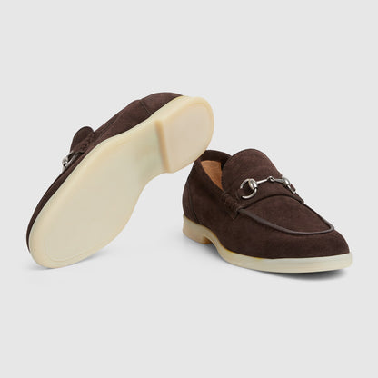 Men's moccasin with dark brown suede leather clamp
