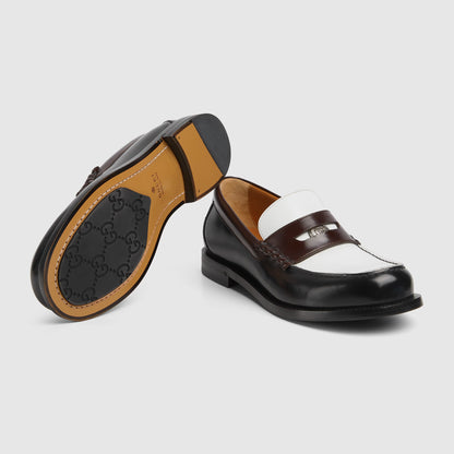 Men's moccasin with removable black and white leather detail