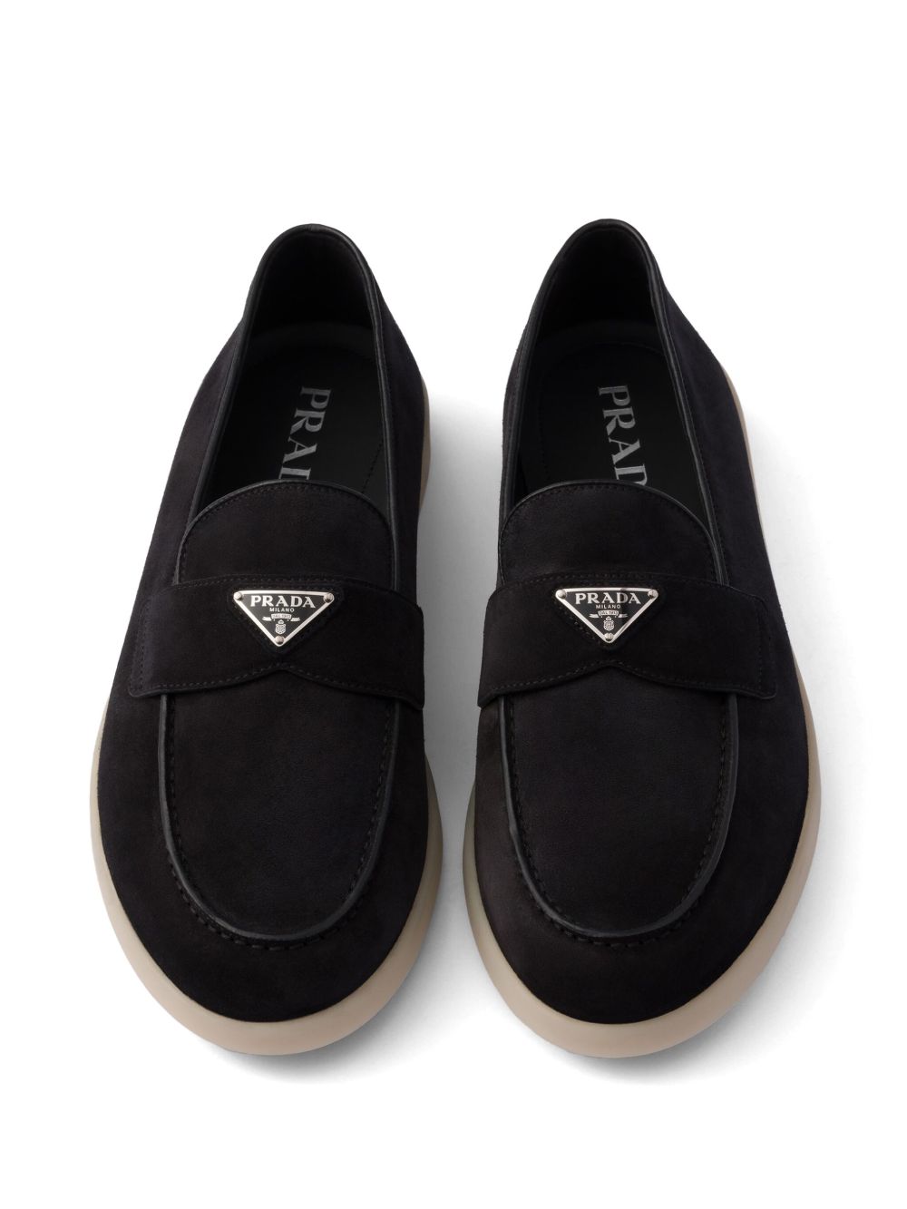 Black suede loafers