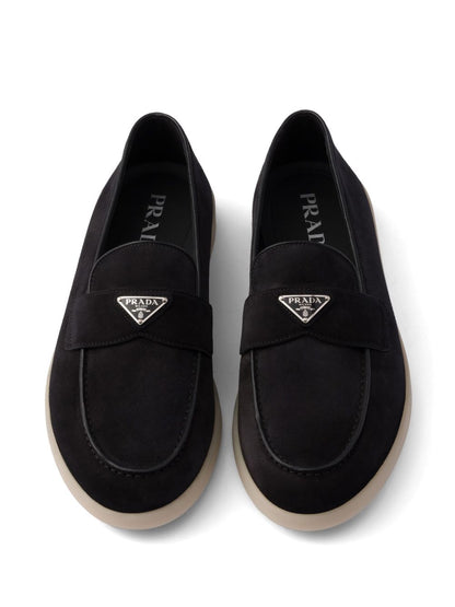 Black suede loafers
