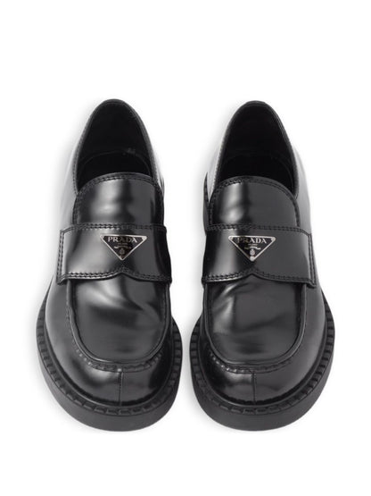 Black brushed leather loafers