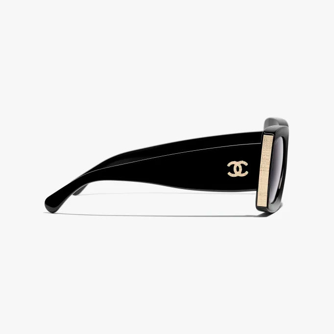 Black &amp; Gold Rectangular Sunglasses