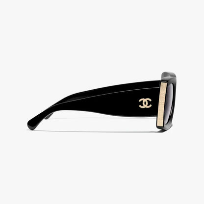 Black &amp; Gold Rectangular Sunglasses