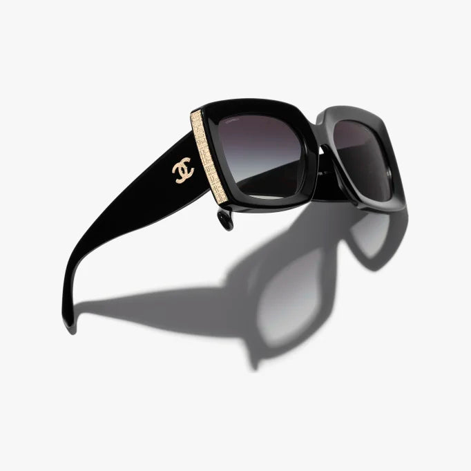 Black &amp; Gold Rectangular Sunglasses