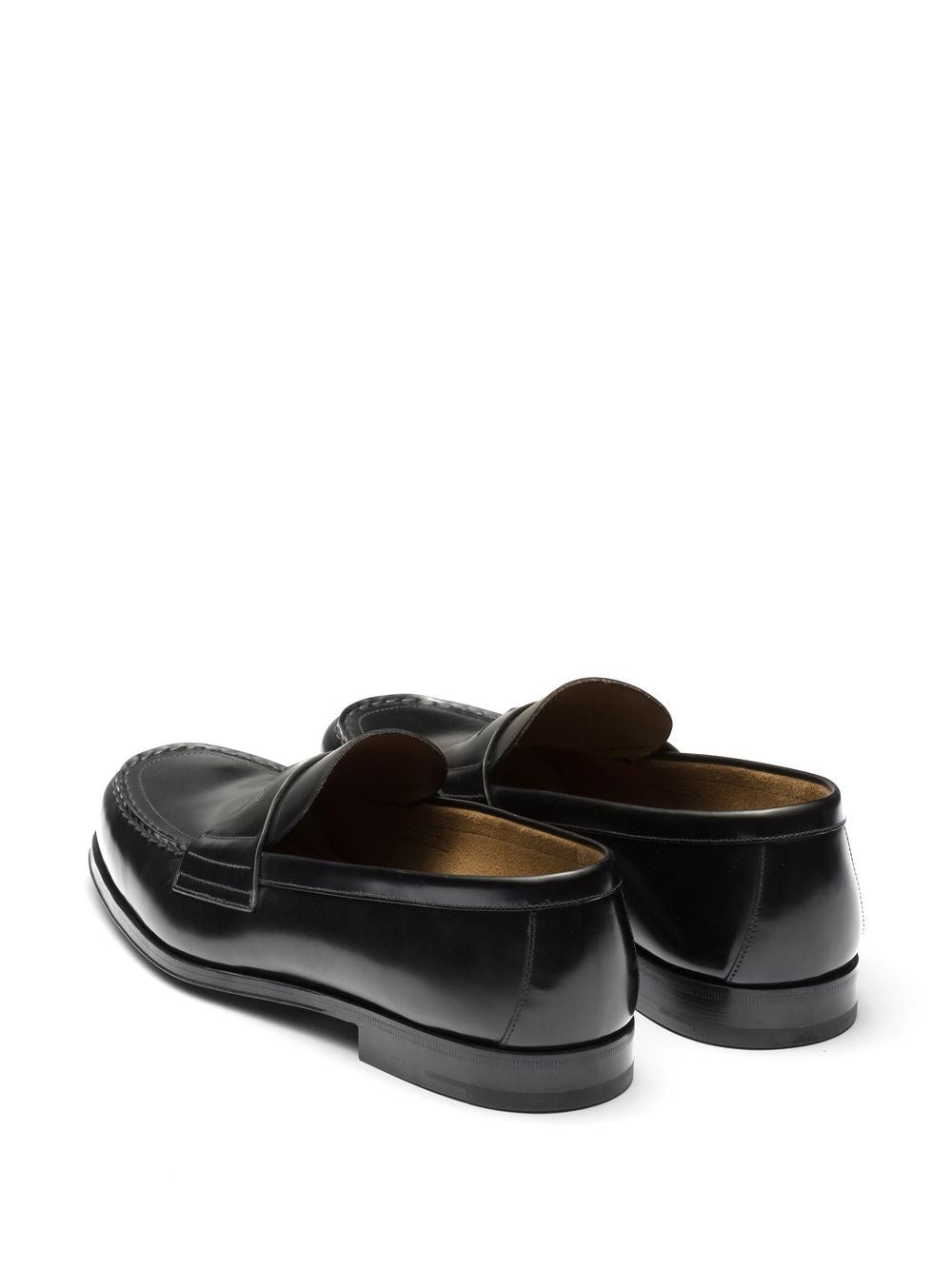 Leather loafers with logo and plaque Black