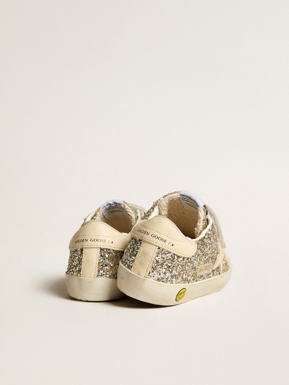Old School Young in platinum glitter with star and leather heel