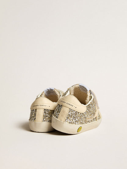 Old School Young in platinum glitter with star and leather heel