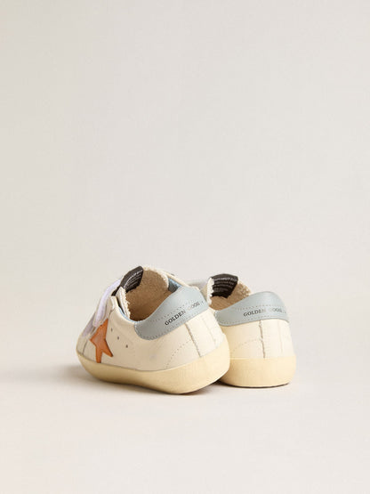 Old School Young in leather with orange star and sugar paper heel tab
