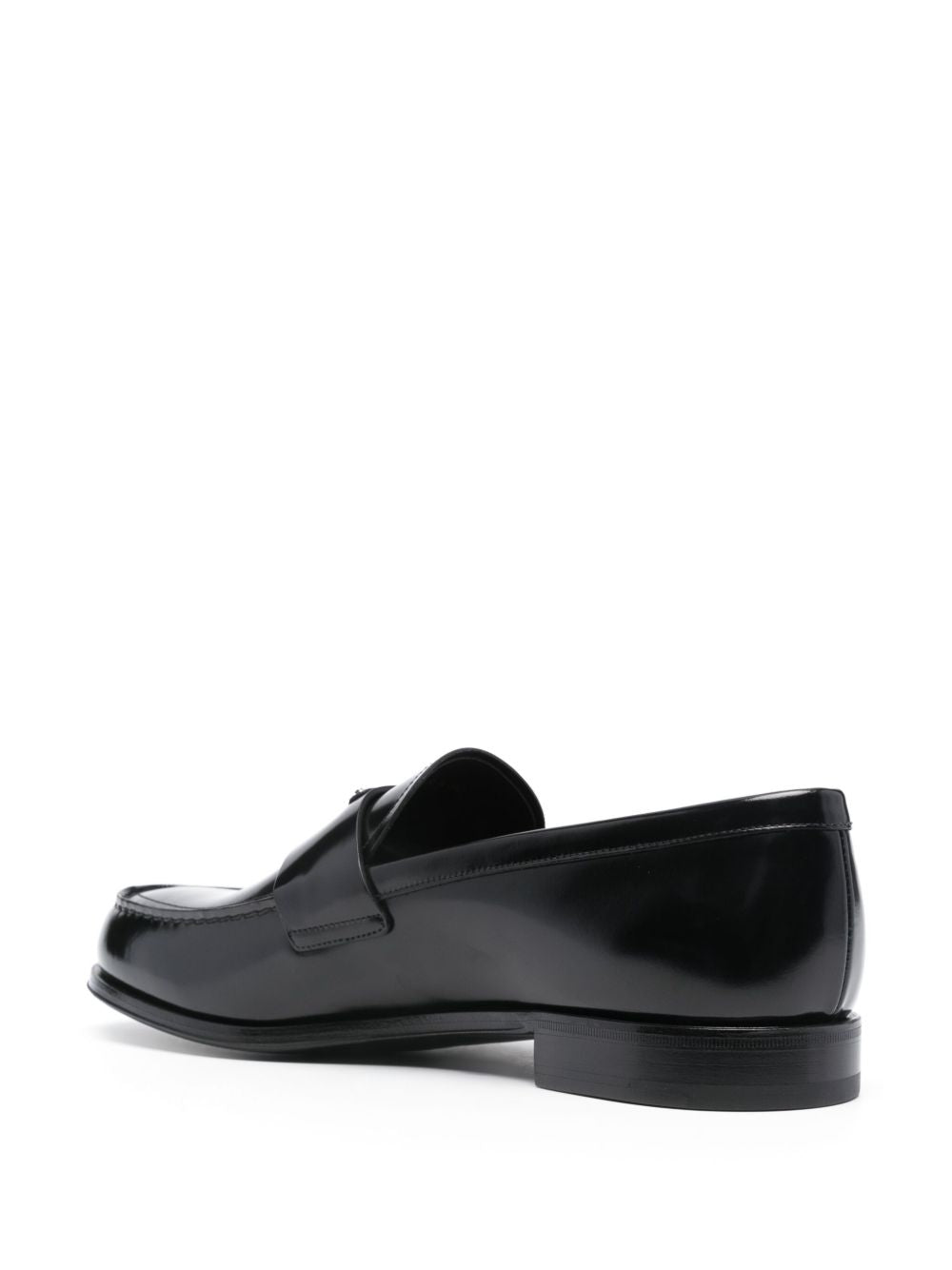 Leather loafers with enameled triangular logo