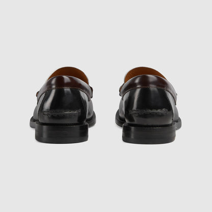 Men's moccasin with removable black and white leather detail