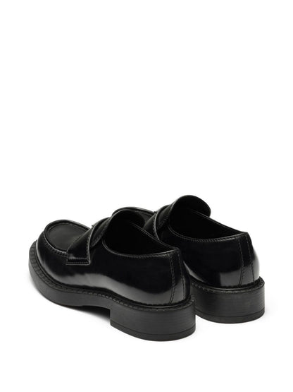 Black brushed leather loafers
