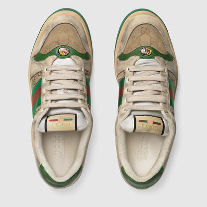 Sneaker Screener aus weißem Leder und GG-Stoff