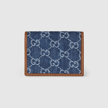 GG Emblem Denim Blue mini wallet