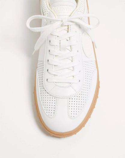 Upvillage Low Top Sneaker aus weißem perforiertem Nappaleder