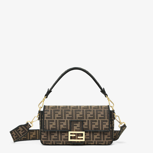 Brown FF jacquard fabric baguette