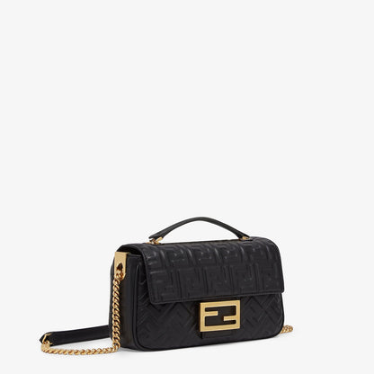 Baguette Chain Midi in black nappa with FF motif