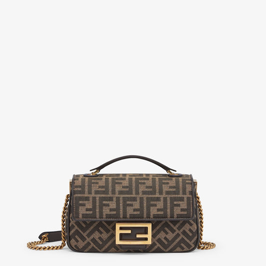 Baguette Chain Midi in brown FF jacquard fabric
