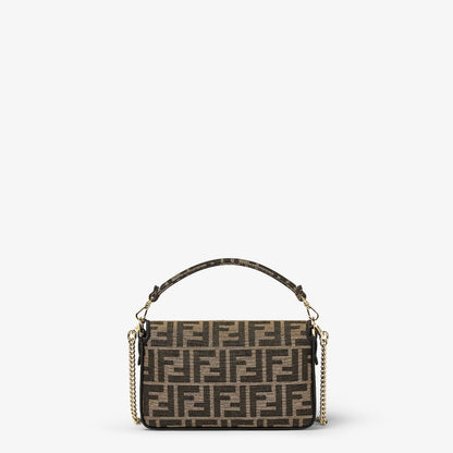 Mini Baguette in brown FF jacquard fabric