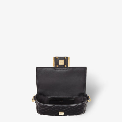 Mini Baguette in black nappa with FF motif