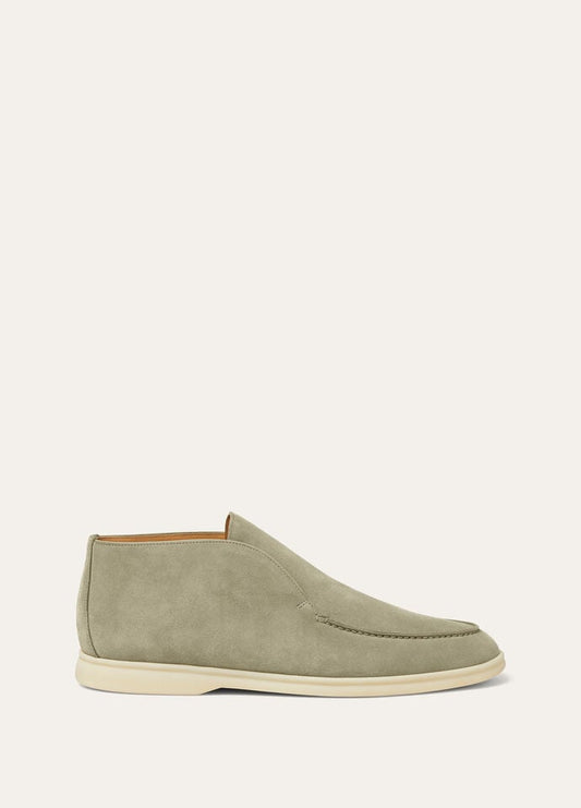 Open Walk Suede Military Grey Ankle Boots