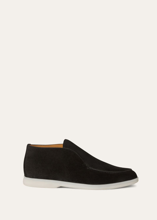 Open Walk Ankle Boots in Black Suede