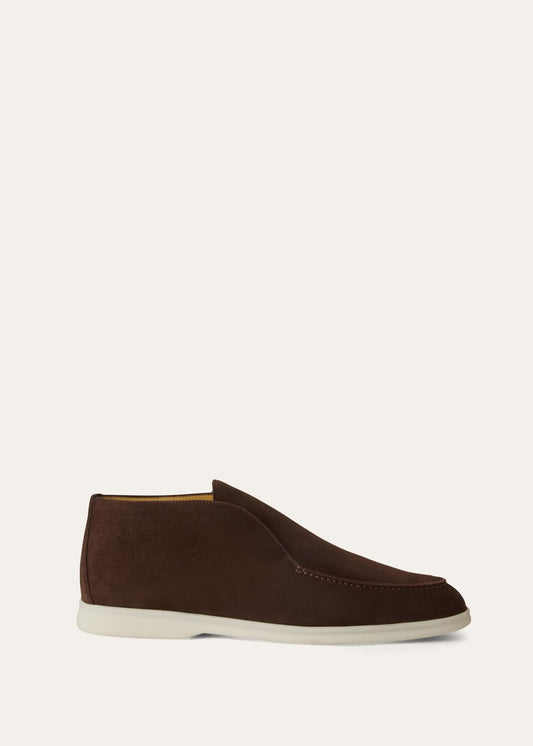 Open Walk Suede Chocolate Ankle Boots