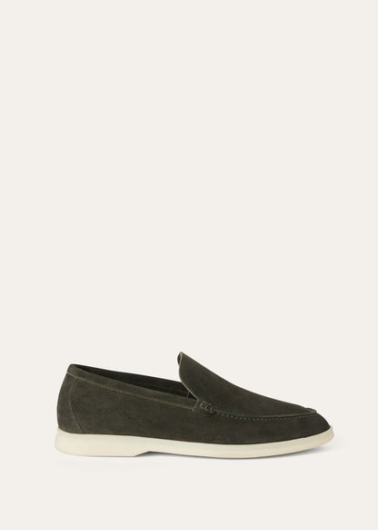 Summer Walk Moccasins in Dark Green Suede