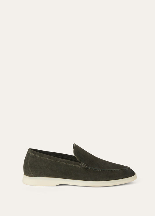 Summer Walk Moccasins in Dark Green Suede