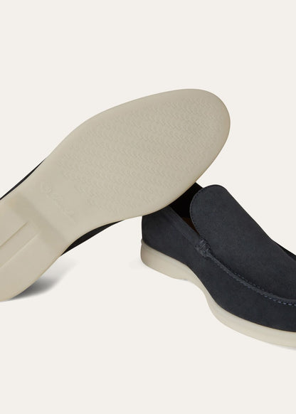 Summer Walk Blue Suede Loafers for Men