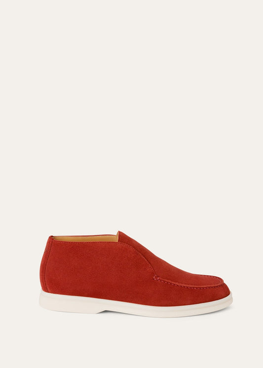 Open Walk Red Suede Ankle Boots