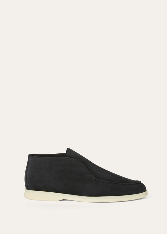 Open Walk Suede Ankle Boots Matte Black