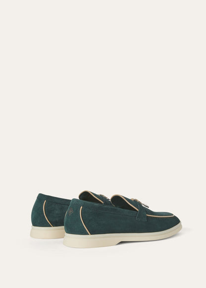 Summer Charms Walk Suede Emerald Black Loafers