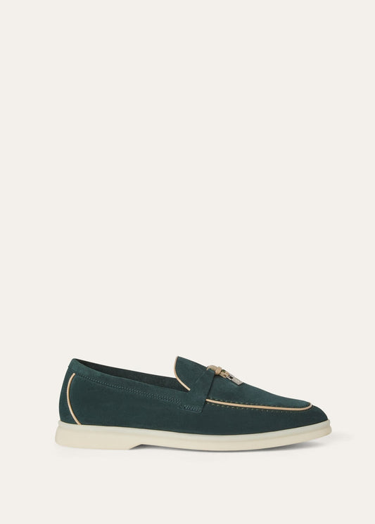Summer Charms Walk Suede Emerald Black Loafers