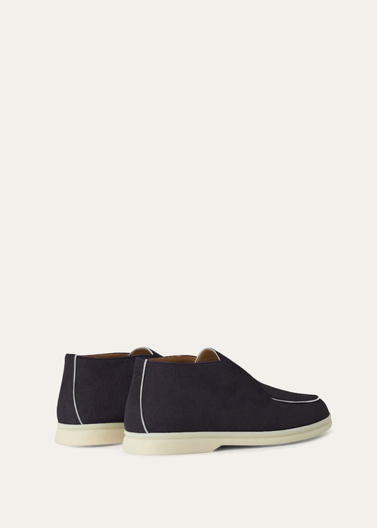 Open Walk Suede Navy Blue Ankle Boots