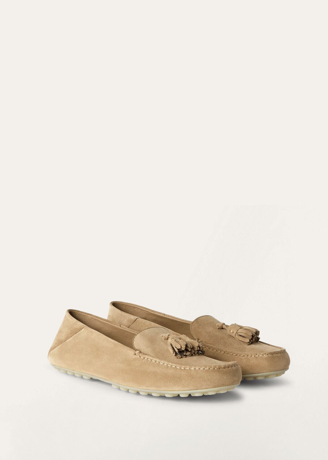 Dot Sole Walk Suede Beige Women's Loafers